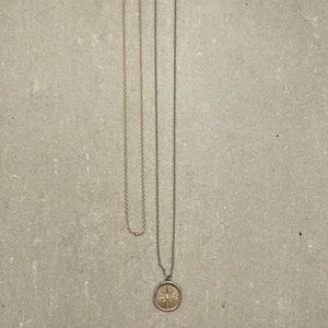 Free People Gold Compass Rose Pendent Necklace